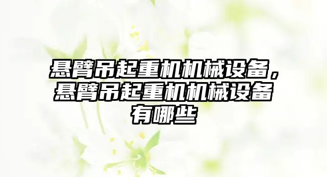 懸臂吊起重機機械設備，懸臂吊起重機機械設備有哪些