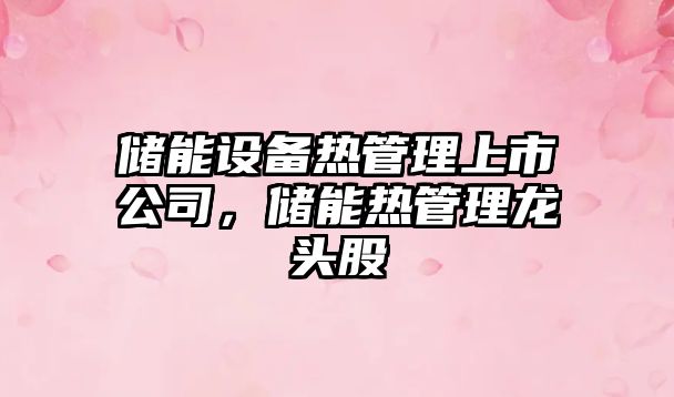 儲能設備熱管理上市公司，儲能熱管理龍頭股