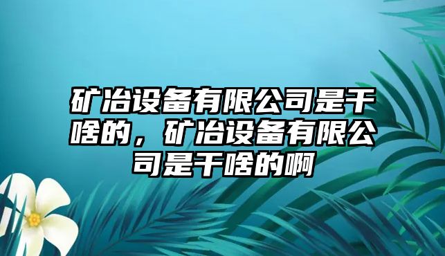 礦冶設備有限公司是干啥的，礦冶設備有限公司是干啥的啊