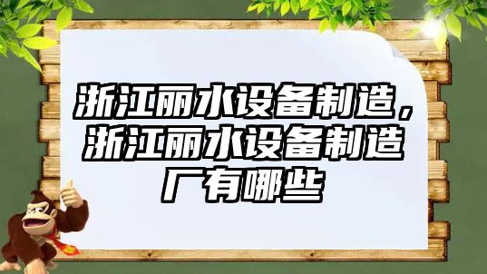 浙江麗水設備制造，浙江麗水設備制造廠(chǎng)有哪些