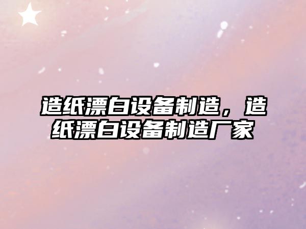 造紙漂白設備制造，造紙漂白設備制造廠(chǎng)家