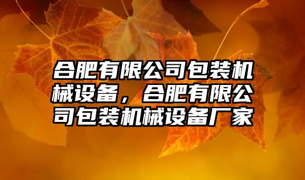 合肥有限公司包裝機械設備，合肥有限公司包裝機械設備廠(chǎng)家