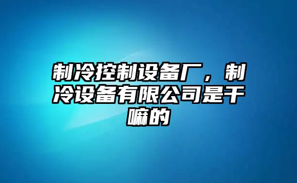 制冷控制設備廠(chǎng)，制冷設備有限公司是干嘛的