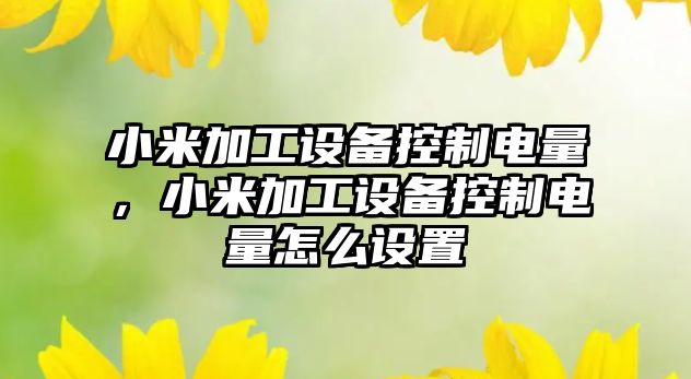 小米加工設備控制電量，小米加工設備控制電量怎么設置