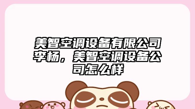 美智空調設備有限公司李楊，美智空調設備公司怎么樣