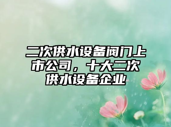 二次供水設備閥門(mén)上市公司，十大二次供水設備企業(yè)