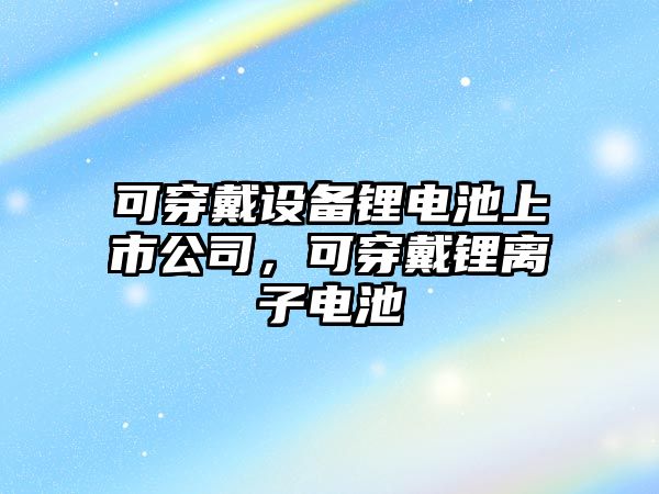 可穿戴設備鋰電池上市公司，可穿戴鋰離子電池