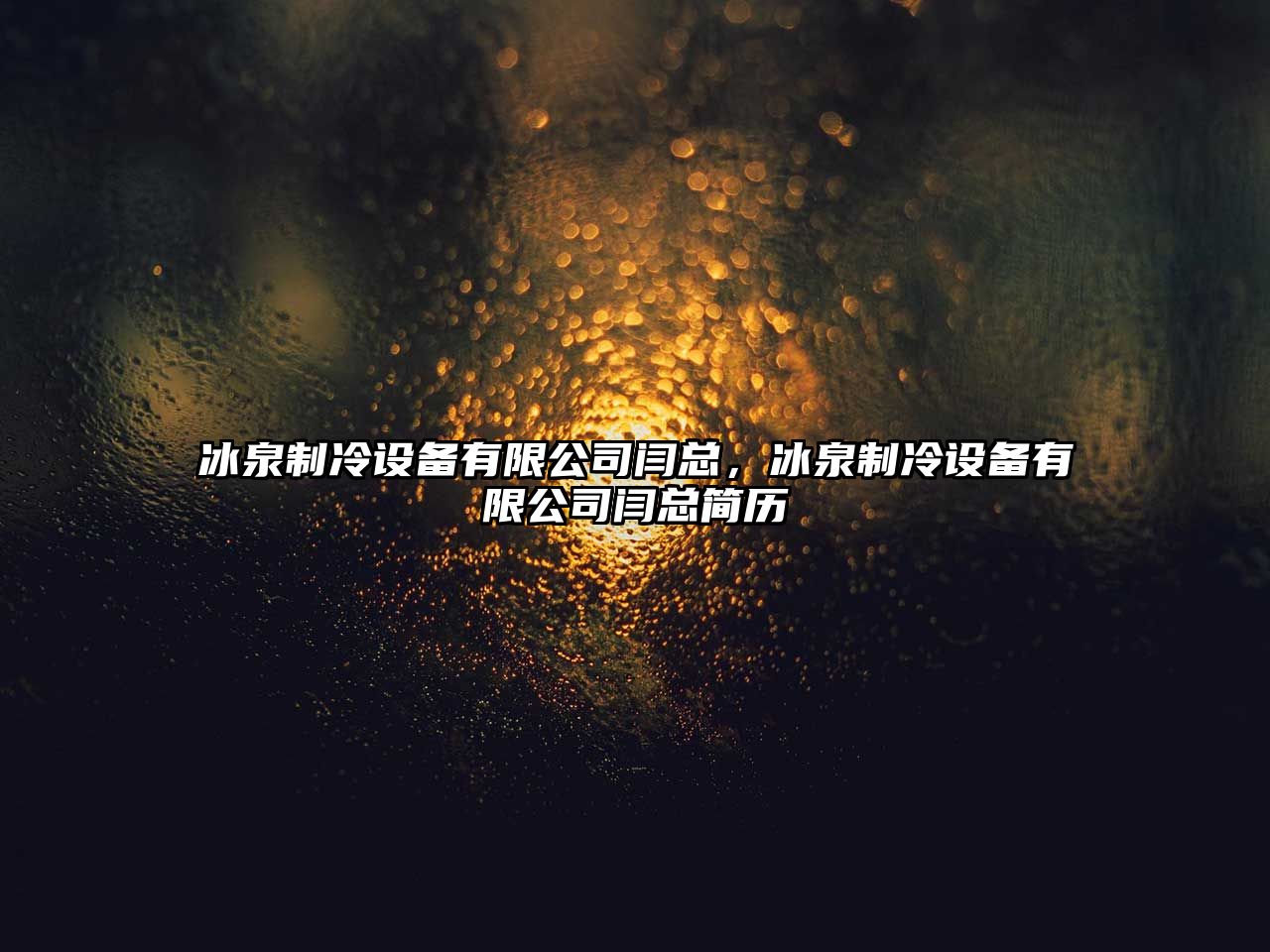 冰泉制冷設備有限公司閆總，冰泉制冷設備有限公司閆總簡(jiǎn)歷