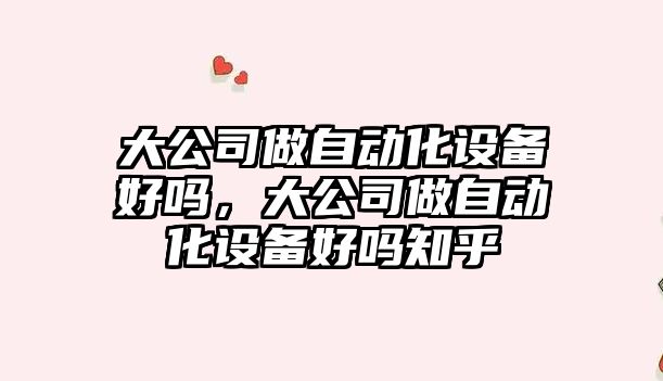 大公司做自動(dòng)化設備好嗎，大公司做自動(dòng)化設備好嗎知乎