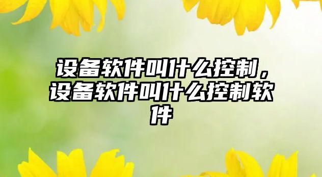 設備軟件叫什么控制，設備軟件叫什么控制軟件