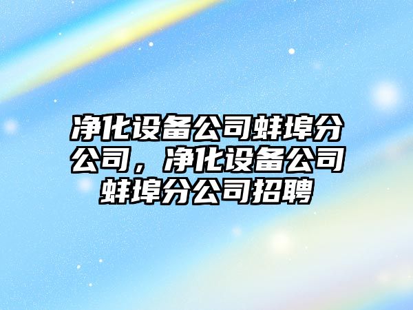 凈化設備公司蚌埠分公司，凈化設備公司蚌埠分公司招聘