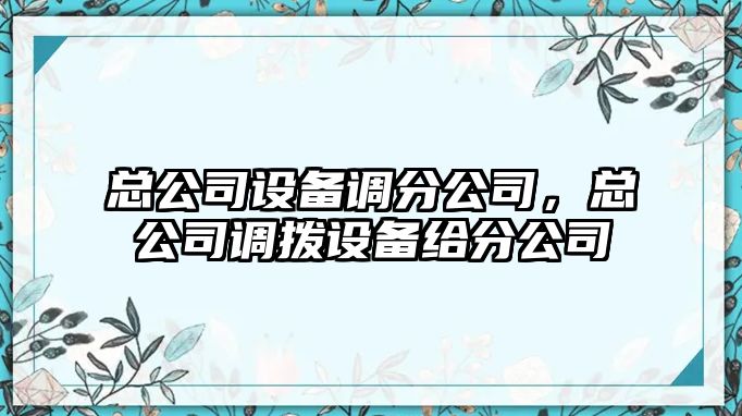 總公司設備調分公司，總公司調撥設備給分公司