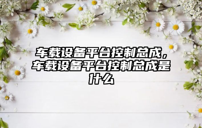 車(chē)載設備平臺控制總成，車(chē)載設備平臺控制總成是什么