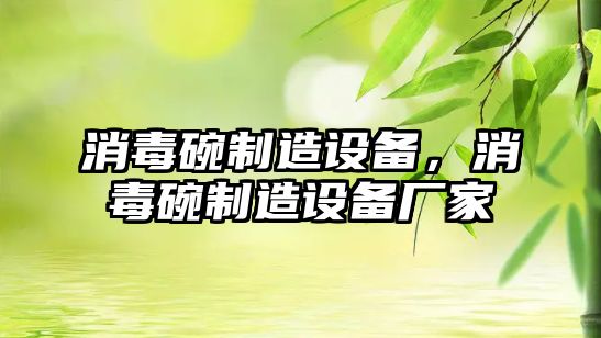 消毒碗制造設備，消毒碗制造設備廠(chǎng)家