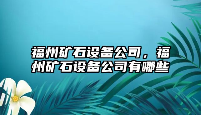 福州礦石設備公司，福州礦石設備公司有哪些